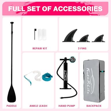 FEATH-R-LITE Inflatable Stand Up Paddle Board 10'x30''x6'' Ultra-Light (16.7lbs) SUP with Paddleboard Accessories,Three Fins,Adjustable Paddle, Pump,Backpack, Leash - Image 5