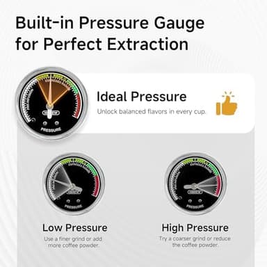 HIBREW H10A - 58mm Espresso Machine, Stainless Steel Body with Milk Frother, Customizable Settings, Smart Display + 20 Bar Pressure Gauge - Image 5