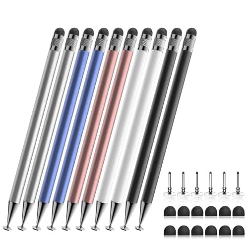 Stylus (10 Pcs),2-in-1 Stylus Pen for Touch Screen,High Precision and Sensitivity,Suitable for iPhone/ipad/Android Tablets,Compatible with Touch Screens (Silver/Blue/Rose Gold/White/Black) - Image 1