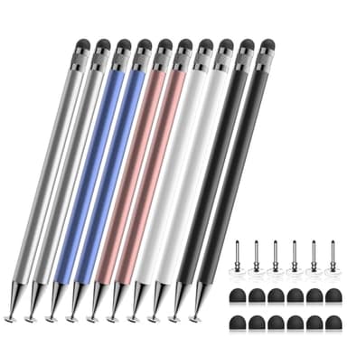 Stylus (10 Pcs),2-in-1 Stylus Pen for Touch Screen,High Precision and Sensitivity,Suitable for iPhone/ipad/Android Tablets,Compatible with Touch Screens (Silver/Blue/Rose Gold/White/Black) - Image 1
