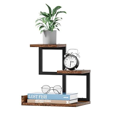 Gannyfer Desk Shelf Organizer - Wood Desktop Shelf, Freestanding Desk Hutch Office Decor, 3 Tier Storage Display Rack, Small Bookshelf with Metal Frame for Books/Plants/Toys (Natural Wood Color) - Image 1