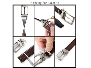 MILORDE Men’s Reversible Leather Belt for Casual Golf Dress Pants Shirts, Double Style - 2 Sides (Black/Brown - M901-34) - Image 6