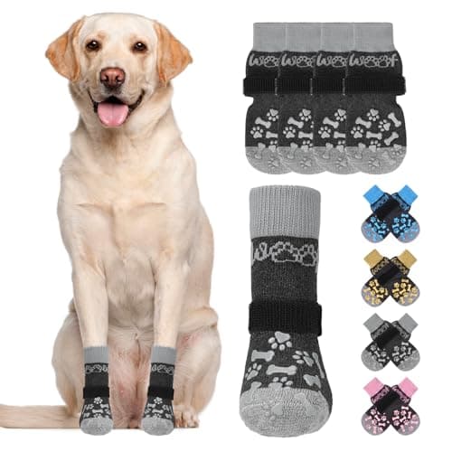 KOOLTAIL Dog Socks for Hot/Cold Pavement to Prevent Licking Paws,Dog Boots&Paw Protector for Hardwood Floors Anti Slip,Traction Control No Twist Grip Booties for Small Medium Large Senior Dogs L - Image 1