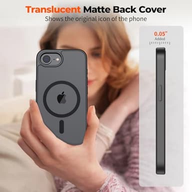 zapica Magnetic for iPhone 16e Case, [Compatible with MagSafe] [Military Grade Drop Protection] Translucent Matte Shockproof Anti-Scratch Phone Case, Black - Image 7