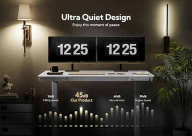 Claiks Glass Standing Desk with Drawers, 48×24 Inch Adjustable Stand Up Desk, Quick Install Home Office Computer Desk with USB Ports, White - Image 8