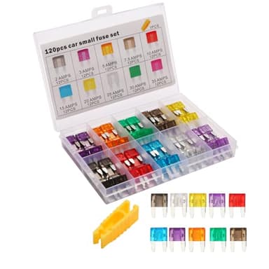 Liamner 120 Pieces Mini Fuse Kit, Car Fuse Assortment Kit, Mini Blade Fuses Automotive for Car, RV, Truck, Marine, Motorcycle, Auto Accessories(2A/3A/5A/7.5A/10A/15A/20A/25A/30A/35A) - Image 1