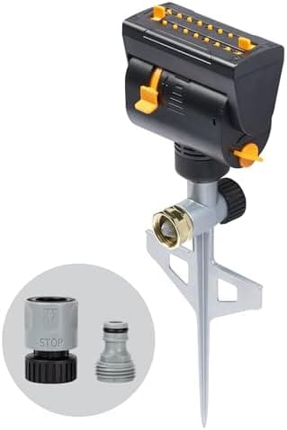 Melnor 65137AMZ MiniMax Turbo Oscillating Sprinkler on Step Spike, 4000 sq. ft., 4-Way Adjustable, Quick Connect Bundle, Yellow - Image 3