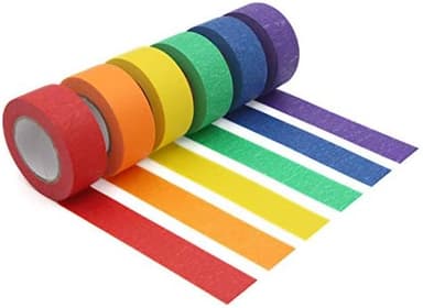 Colored Masking Tape, Colored Painters Tape for Arts & Crafts, Labeling or Coding - Art Supplies for Kids - 6 Different Color Rolls - Masking Tape 1 Inch x 13 Yards (2.4cm X 12m - Image 3