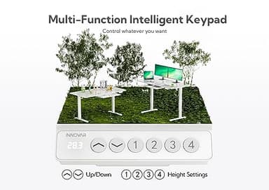 INNOVAR Glass Standing Desk with Drawers, 55×27.6 Inch Adjustable Stand Up Desk Quick Install Home Office Computer Desk, Super White - Image 8