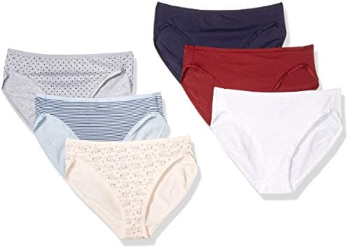 Amazon Essentials Women's Cotton High Leg Brief Underwear (Available in Plus Size), Breathable, Pack of 6, Warm/Cool Colors, X-Large