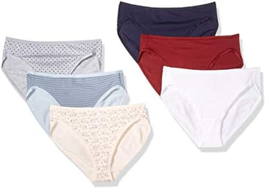 Amazon Essentials Women's Cotton High Leg Brief Underwear (Available in Plus Size), Breathable, Pack of 6, Warm/Cool Colors, X-Large