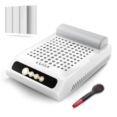 L'UGX Rechargeable Nail Dust Collector, Professional Brushless Turbo Dust Collector Nail Tech, Powerful Dust Suction Machine Manicure Pedicure Tool for Acrylic Nail Polishing, Low Noise, 2Pcs Filters - Image 1