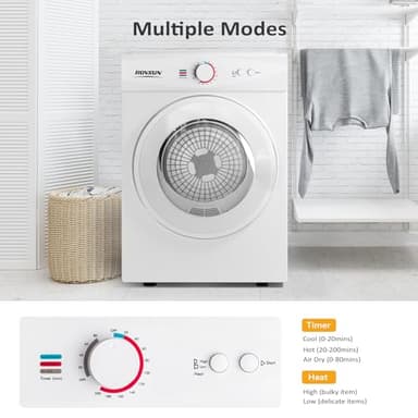 ROVSUN 1.8CuFt Portable Clothes Dryer and 17.8LBS Full-Automatic Washing Machine Set, Compact Laundry Washer and Dryer Combo Set with Stainless Steel Inner Tub, for Apartment, Dorms, Home - Image 5