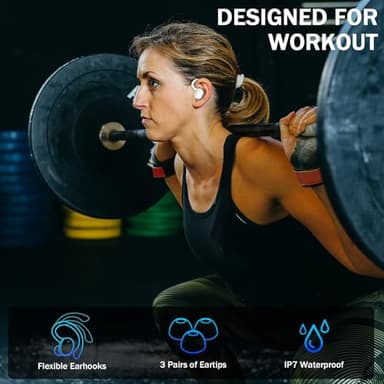 Bluetooth 5.4 Headphones Sport, 2025 Wireless Earbuds Bass Hi-Fi Stereo Over Ear Buds, 56Hrs Noise Cancelling Headset with Earhook, IP7 Waterproof Earphones Workout Running for Laptop Pad Android iOS - Image 5