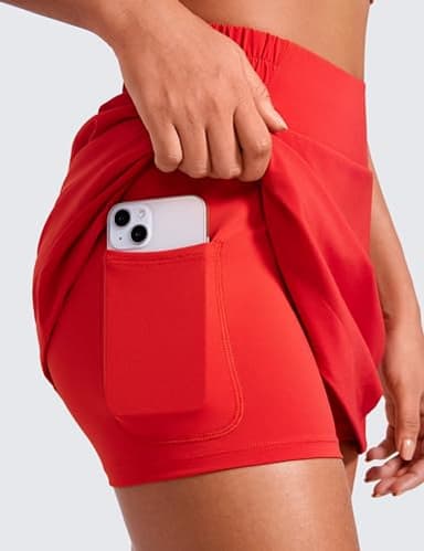 CRZ YOGA High Waisted Golf Skirts for Women A Line Tennis Athletic Casual Skort with Inner Shorts Pockets Deep Red Medium - Image 4