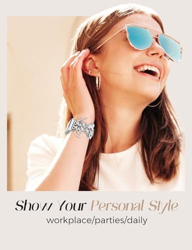 Silver Watch Bands for Women Compatible with Apple Watch Band 38mm 40mm 41mm 42mm (S11/10) Adjustable Unique Charms Metal Strap Cowboy Chain Bracelet for iWatch Series 11/10/9/8/7/6/5/4/3/2/1/SE - Image 7