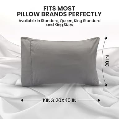 Utopia Bedding King Pillow Cases - 2 Pack - Envelope Closure - Soft Brushed Microfiber Fabric - Shrinkage and Fade Resistant Pillow Covers 20 X 40 Inches (King, Grey) - Image 2