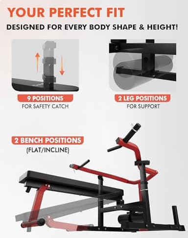 GMWD Chest Press Machine, 1250LBS Bench Press Machine with Independent Converging Arms, Adjustable Flat Incline Bench for Chest, AB Workouts, Shoulder Home Gym Equipment, Red, V1 - Image 7