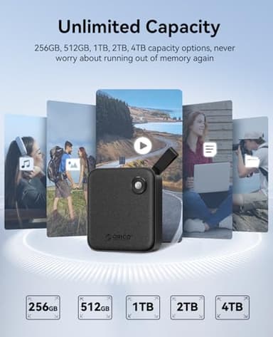 ORICO Portable SSD 2 TB with 2 in 1 USB C Cable, External Solid State Drives, Up to 460MB/s, Status Indicator, Reliable Storage for USB-C Smartphone, Tablet, PC - B5PLUS - Image 3