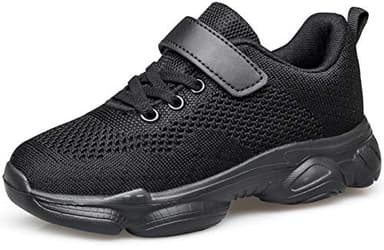 MURDESOT Kids Shoes Toddler Boys Girls Athletic Running Sports Strap Sneakers for Toddler/Little Kid/Big Kid 11 All Black - Image 1