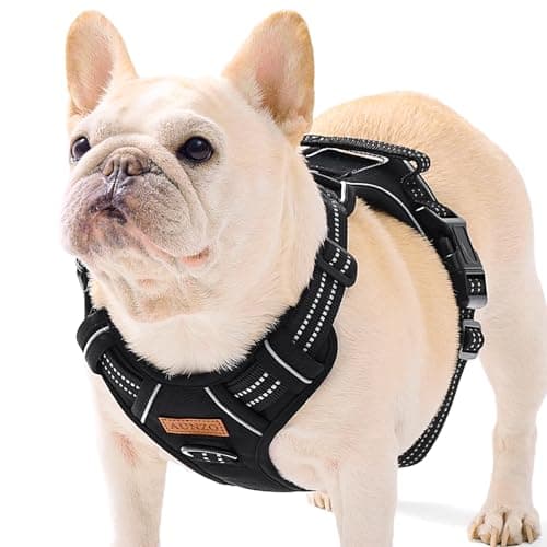 AUNZO Dog Harness Medium Sized Dog, No Pull Pet Harness with Metal Front Clip Control, Adjustable Dog Vest for Easy Walking, Breathable Oxford Material, Reflective Strips, Black, M - Image 1