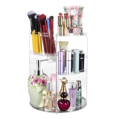 COYAHO 360 Rotating Makeup Organizer, Spinning Countertop, Cosmetic Holder Shelf, Make Up Organizers and Storage for Bedroom, Transparent - Image 1