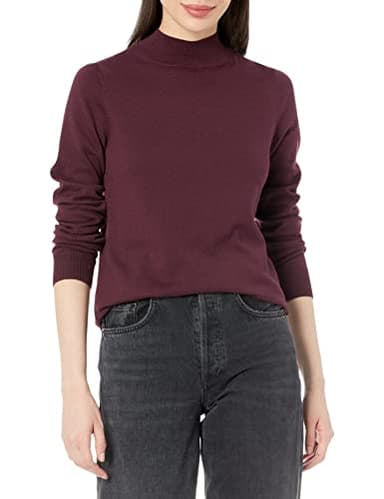 Amazon Essentials Women's Lightweight Mockneck Sweater (Available in Plus Size), Burgundy, Large - Image 1