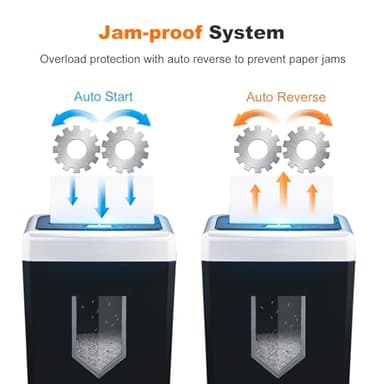 Bonsaii 15-Sheet Office Paper Shredder, 40 Mins Heavy Duty Shredder for Home Office, Crosscut Shreder with Anti-Jam System & P-4 High Security Supports CD/Credit Cards/Staple,5 Gal Pullout Bin C169-B - Image 4