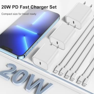 Fast Charger for iPhone Charger Fast Charging 6ft Lightning Cable,for iPhone 14 13 12 Pro Max Charger Fast Charging with 20w USB C Charger Block,Type C to Lightning Cord for iPhone 11 Pro Max/XS-White - Image 7