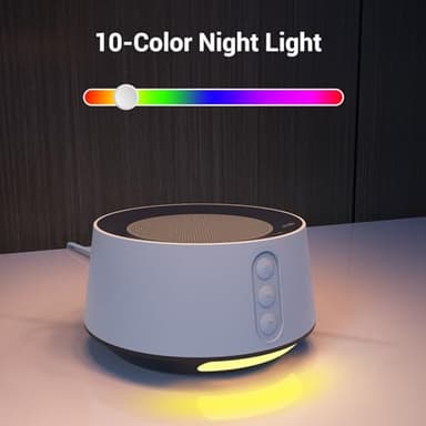 BGOVERSS White Noise Sound Machine with 20 Soothing Sounds, 10 Colors Night Light Sleep Machines Home Office Travel, 5 Timers and Memory Feature Sound Machine for Nursery Baby Kids Adults (White) - Image 5
