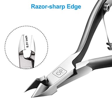 Cuticle Trimmer 3/4 Jaw Extremely Sharp Cuticle Nippers Scissors Stainless Steel Clippers Cutter Remover Pedicure Manicure Nail Tool, opove X7, Space Gray - Image 2