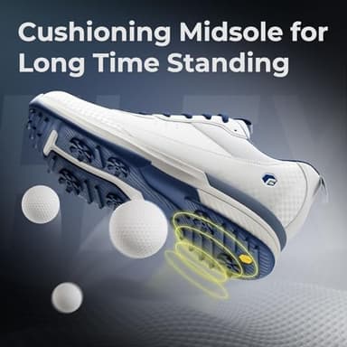 FitVille Extra Wide Golf Shoes Men Professional Outdoor Water Resistant Golf Shoes for Course with Spikes(White Blue, 10.5 X-Wide) - Image 5