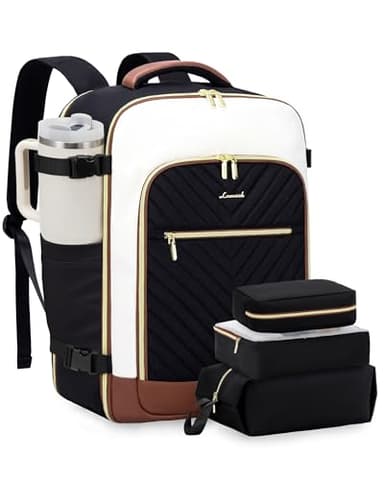 LOVEVOOK Large Travel Backpack for Women, TSA Carry on Backpack for Airplanes, 40L Personal Item Travel Bag for Women fits 17" Laptop,Waterproof Carry on Bag Airplane Approved with 3 Packing Cubes - Image 1