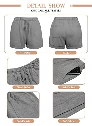 QUEEN PLUS Short Pants for Women Casual Comfy Gray Workout Running Shorts with Pockets M Light Gray - Image 4