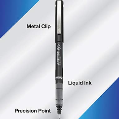 Pilot, Precise V7, Capped Liquid Ink Rollerball Pens, Fine Point 0.7 mm, Black Ink Pens, Pack of 12 - Ideal for School, Journaling & Office Writing - Image 2