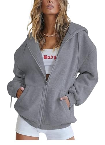 PRETTYGARDEN Women's 2025 Zip Up Y2K Hoodies Casual Long Sleeve Sweatshirts Spring Track Jackets with Pockets (Dark Grey,XX-Large) - Image 1