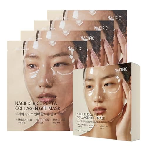 NACIFIC Rice Pepta Collagen Gel Face Mask (Rice Peptide) 4EA Set | Overnight Hydrogel Care for All Skin Types, Hydrating, Firming, Elasticity, Pore Minimizing, Glass Glow Skin | Korean Beauty - Image 1