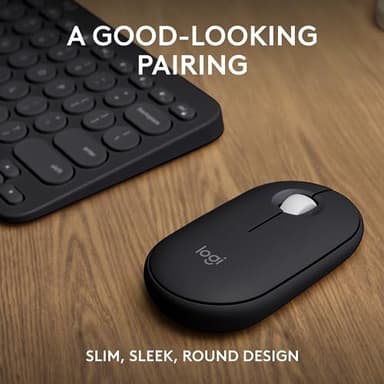 Logitech Pebble 2 Combo, Wireless Keyboard and Mouse, Quiet and Portable, Customizable, Logi Bolt, Bluetooth, Easy-Switch for Windows, macOS, iPadOS, Chrome - Black - Image 2
