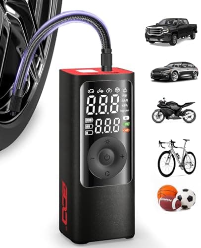 BDO Tire Inflator - Portable Air Compressor, 2.5X Faster 150PSI Cordless Tire Inflator, Tire Air Pump with Dual LCD Display, Auto-Shutoff, Air Compressor for Car, Motorcycle, Bike, Ball（Black） - Image 1