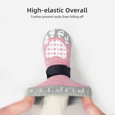 PUPTECK Anti-Slip Dog Socks with Double Sides Grips for Small Medium Large Dogs Hardwood Floors Prevents Licking, Dog Shoes for Hot Pavement Traction Control Paw Protector for Senior Dogs, Pink XS - Image 4