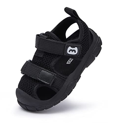 BMCiTYBM Baby Boy Girl Closed Toe Summer Sandals Lightweight Shoes Infant Non-Slip First Walking Sneakers 6 9 12 18 24 Months Black Size 12-18 Months Infant - Image 1