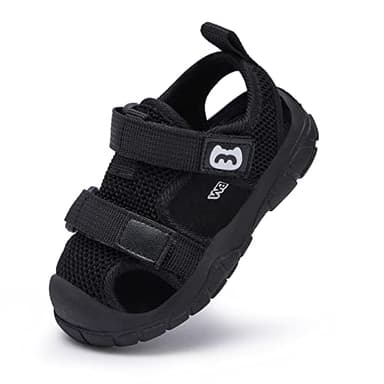 BMCiTYBM Baby Boy Girl Closed Toe Summer Sandals Lightweight Shoes Infant Non-Slip First Walking Sneakers 6 9 12 18 24 Months Black Size 12-18 Months Infant - Image 1