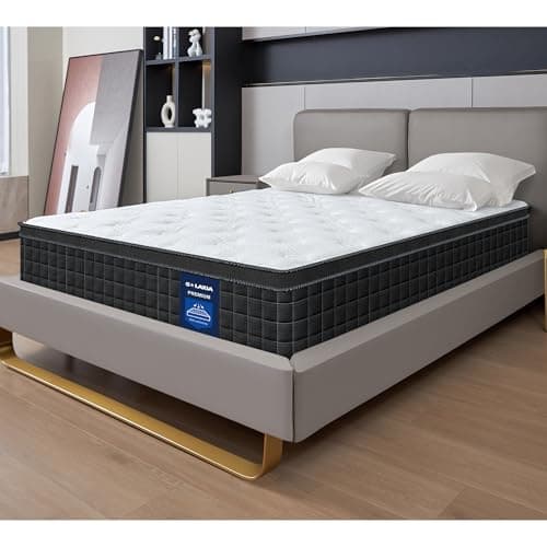 G LAXIA 12 Inch Black Queen Spring Mattress,Medium Firm with Gel Memory Foam,Individually Pocketed Coil,Fiberglass-Free Fire Retardant CertiPUR-US Certified,80"*60"*12" - Image 1