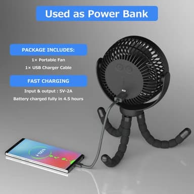 Stroller Fan - 65Hrs 12600mAh Rechargeable, Timing Car Seat, Portable Clip On Battery Operated for Baby, Peloton, Treadmill, Golf Cart, Beach, Bed, Dog - Image 2