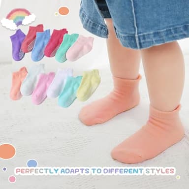 Aroveea Baby Toddler Socks Grip Non Slip Boys Girls Cotton 12 Pack for 3-5T Kids Ankle Cute Socks 6M-7Years - Image 5