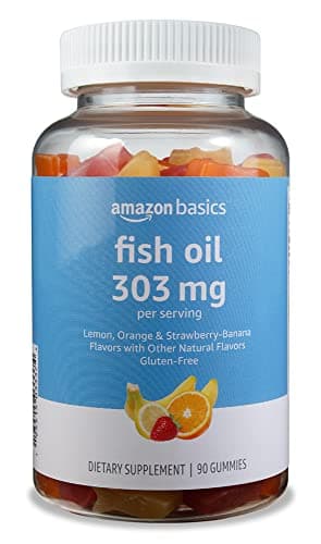 Amazon Basics Fish Oil 303 mg, Lemon, Orange & Strawberry-Banana flavors, 90 Gummies (2 per Serving), EPA and DHA Omega-3 fatty acids (Previously Solimo) - Image 1