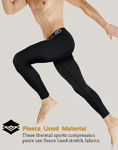 5 Pack Men's Thermal Compression Pants Fleece Lined Sports Tights Athletic Leggings Cold Weather Baselayer Winter Gear L - Image 4