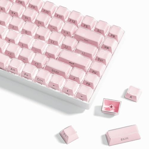 Womier Jelly Keycaps-Crystal Cute Keycaps Pink 60 65 75 100 Percent, Side Printed Elegant Key caps Custom113 Keys, OEM Profile for 61/68/84/87/98/100 Cherry Gateron MX Mechanical, Pink - Image 1
