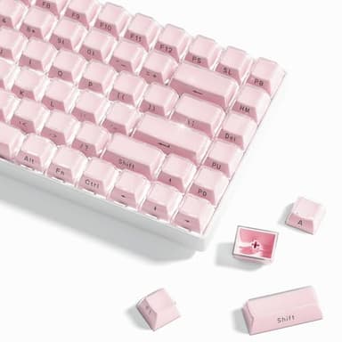 Womier Jelly Keycaps-Crystal Cute Keycaps Pink 60 65 75 100 Percent, Side Printed Elegant Key caps Custom113 Keys, OEM Profile for 61/68/84/87/98/100 Cherry Gateron MX Mechanical, Pink - Image 1