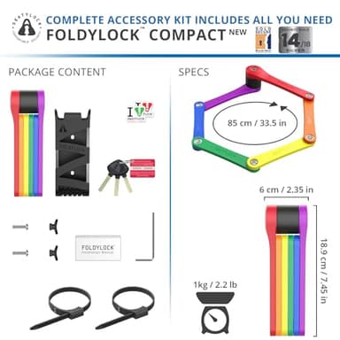 Seatylock FoldyLock Compact Folding Bike Lock - Award Winning Patented Lightweight High Security Bicycle Lock - Heavy Duty Anti Theft Smart Secure Guard with Keys & Case for Bikes or Scooters - Image 5